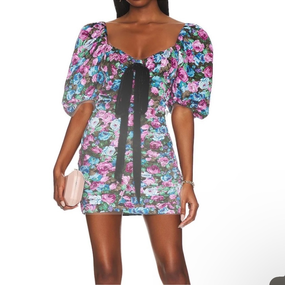 For Love And Lemons Pink Blue Babydoll Mini Dress